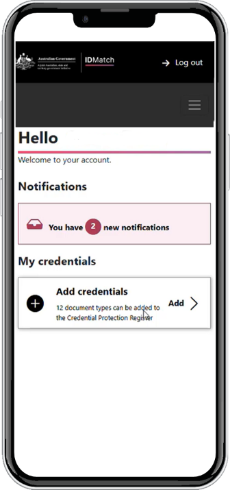 Image of a phone displaying ID Match website